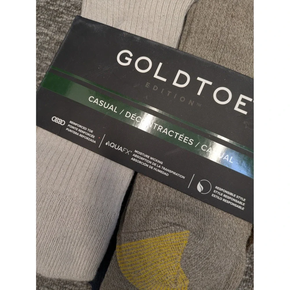 Goldtoe Edition Mens Crew Socks‎ 6 Pair Pack Multi Color AquaFX Size 6-12.5 NEW